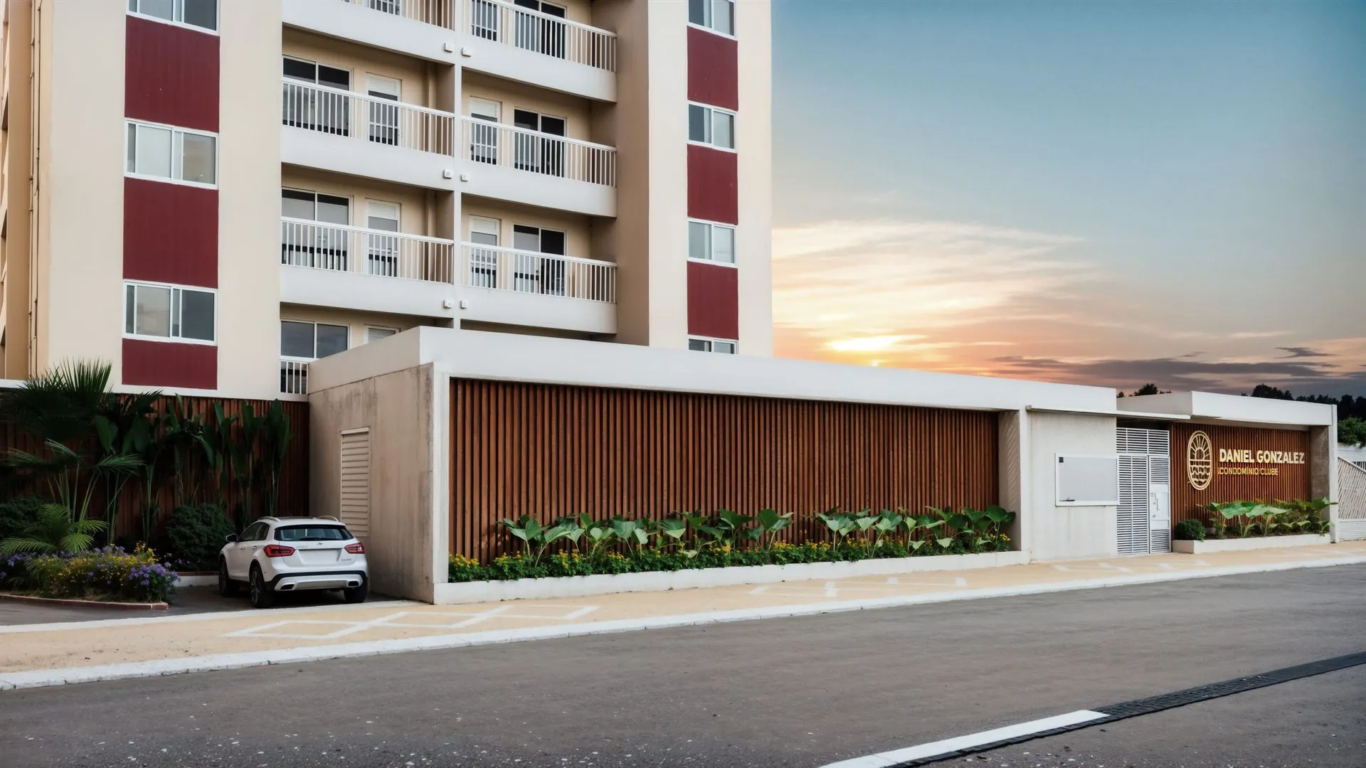 Portaria do Residencial Daniel Gonzalez ao entardecer